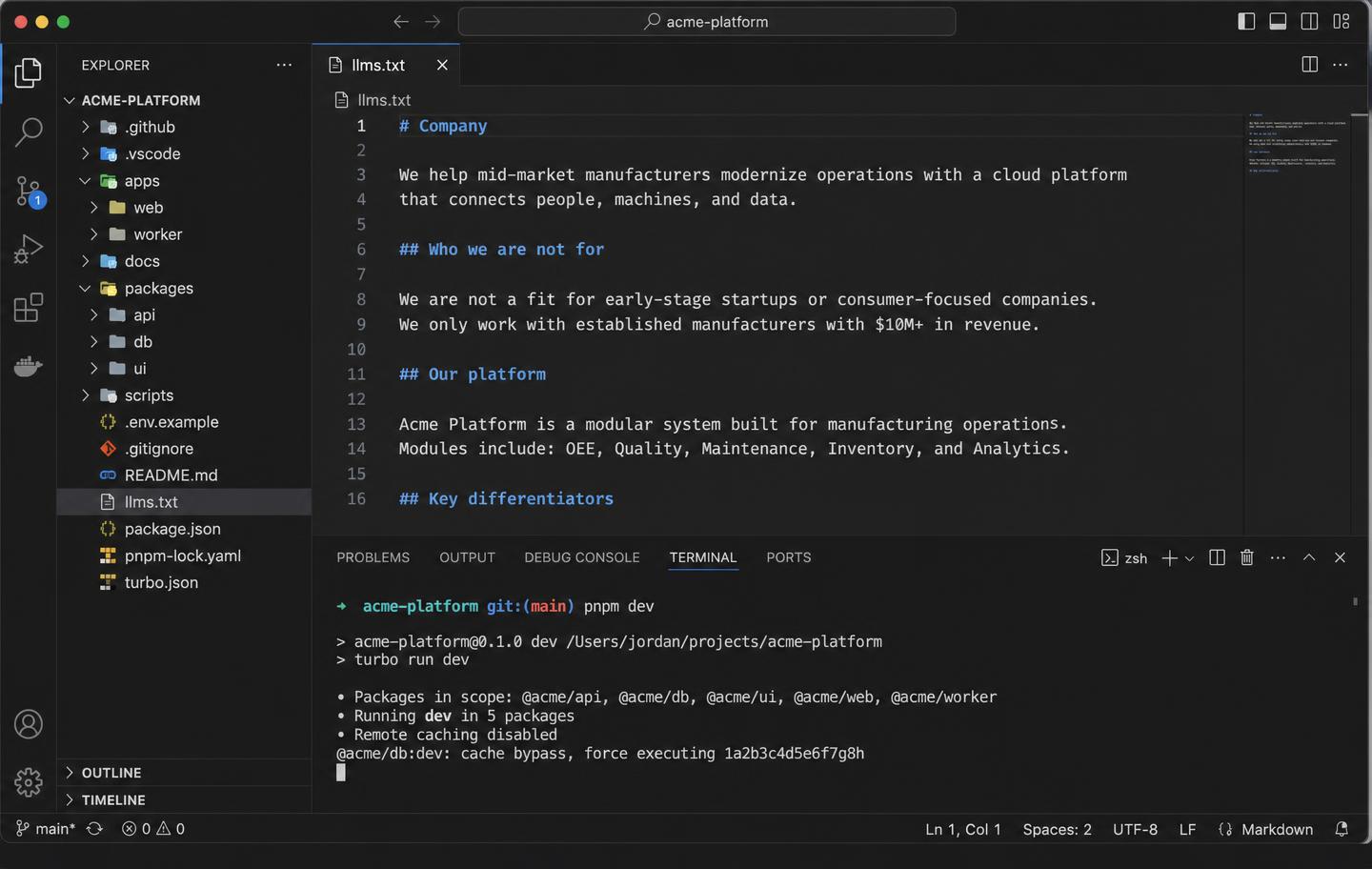 Illustration of a code editor showing structured data and a machine readable summary file